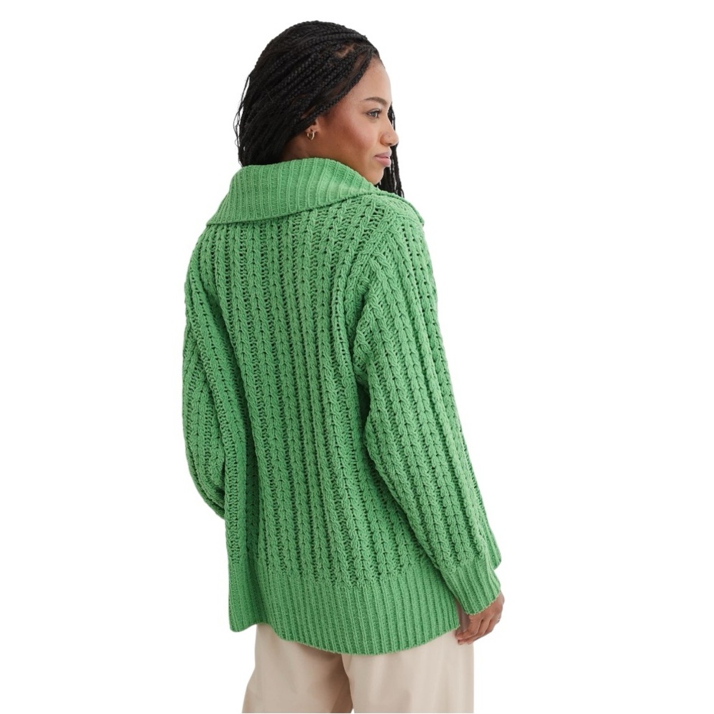Aerie Green Cable Car Quarter Zip Sweater Size XS - Picture 3 of 6